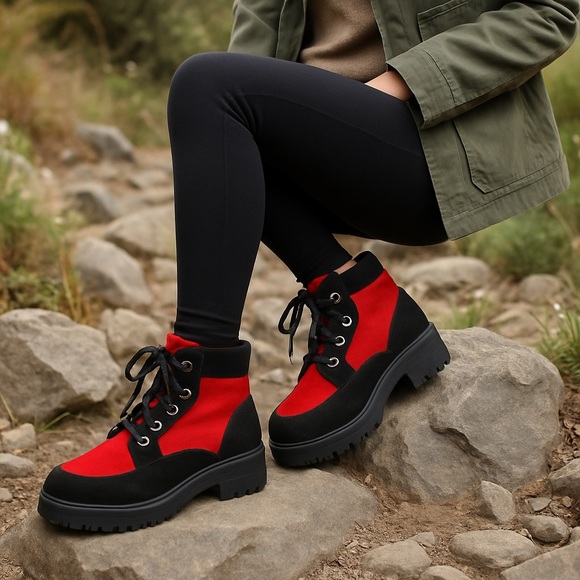 🔥 Vintage Polar Red & Black Hiking/Combat Boots – Size 9🔥 - Picture 1 of 11